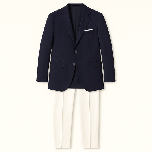 Men's Navy Blue Two Piece Blazer Suit Slim Fit - VibreMode