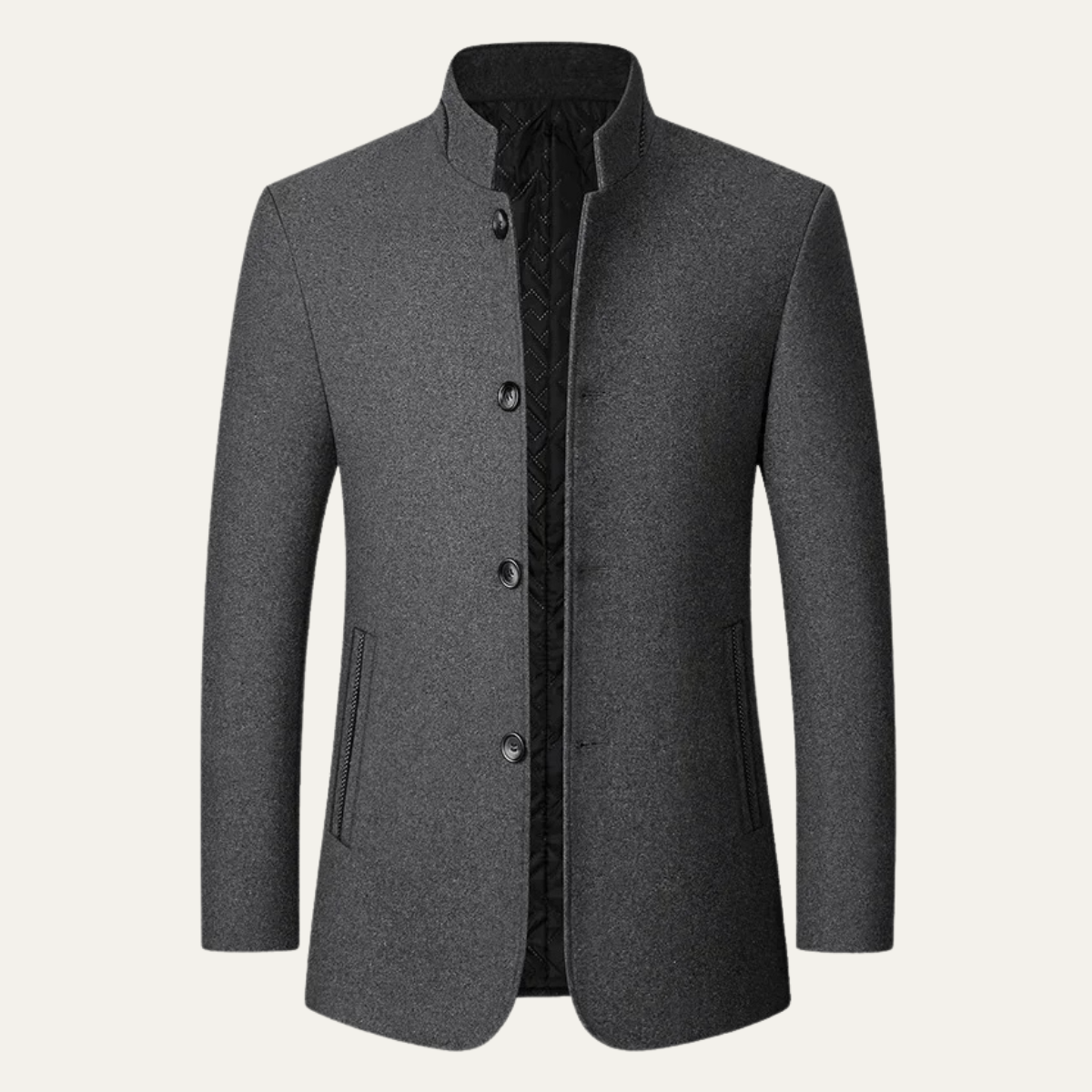 Men's Wool Winter Coat Stand Collar Casual