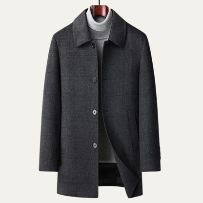 Men's Plaid Wool Coat Warm Elegant