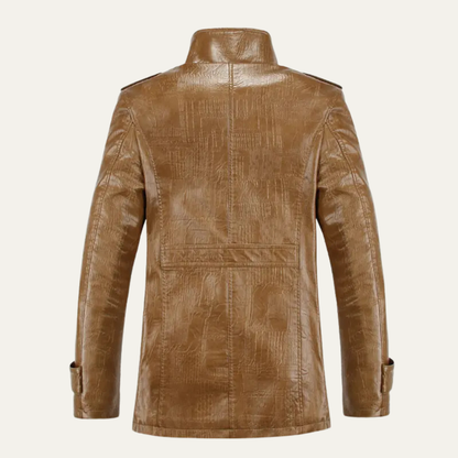 Men's Leather Jacket Fleece Lined Winter Coat