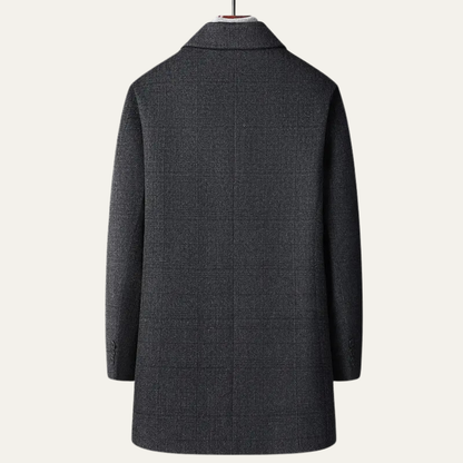 Men's Plaid Wool Coat Warm Elegant