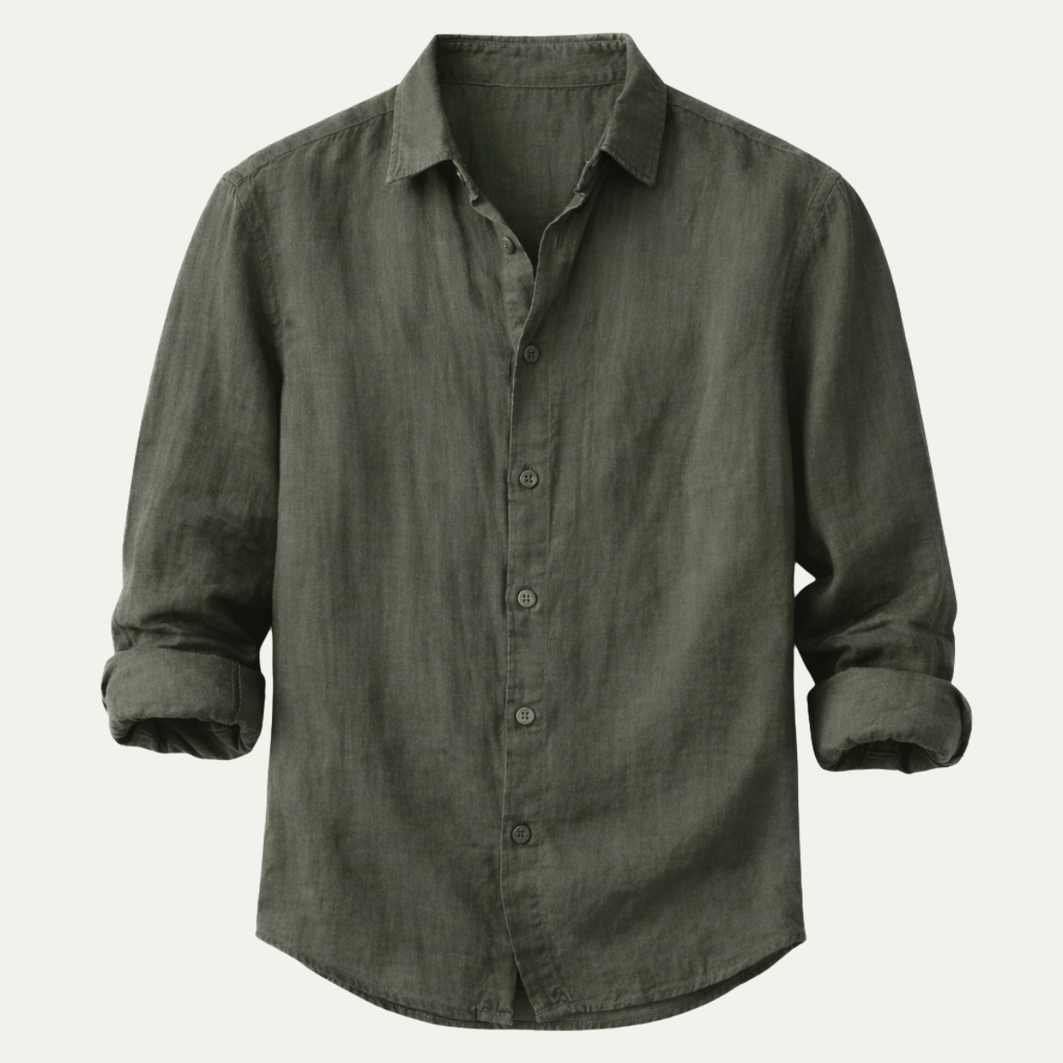 Men's Linen Blend Button Down Shirt Lightweight Beige - VibreMode