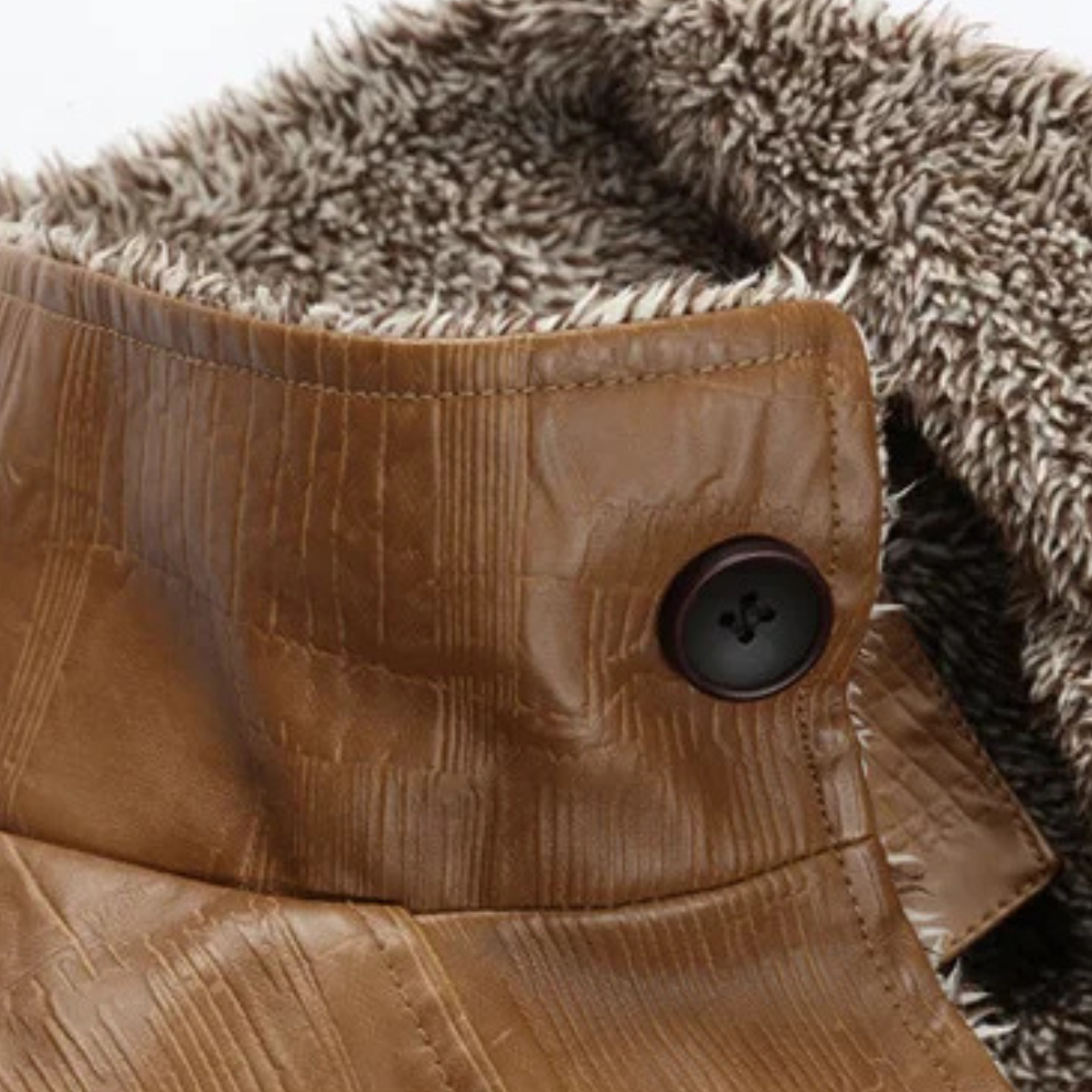 Men's Leather Jacket Fleece Lined Winter Coat