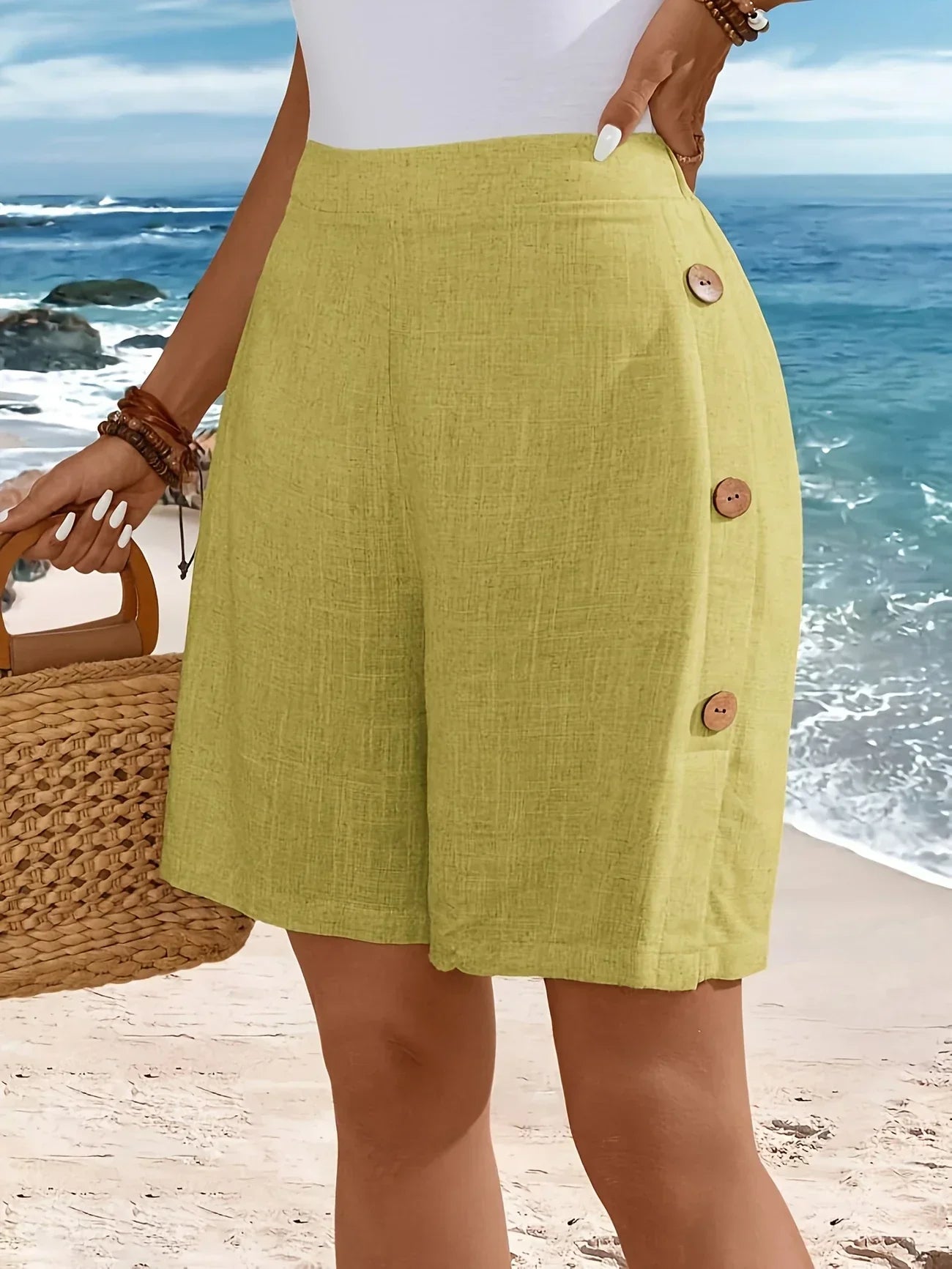 Relaxed Fit Button Fly Shorts - VibreMode