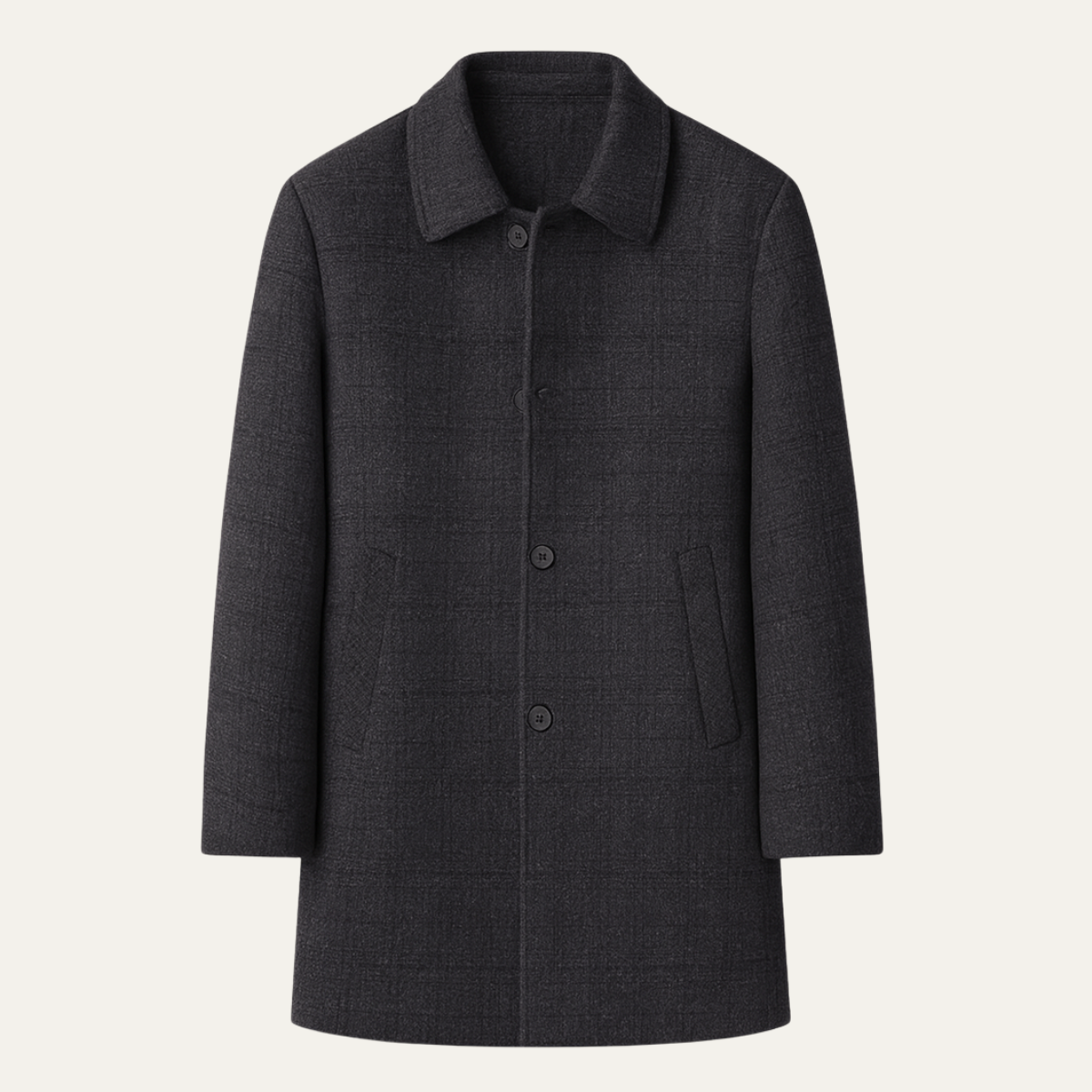 Men's Plaid Wool Coat Warm Elegant - VibreMode