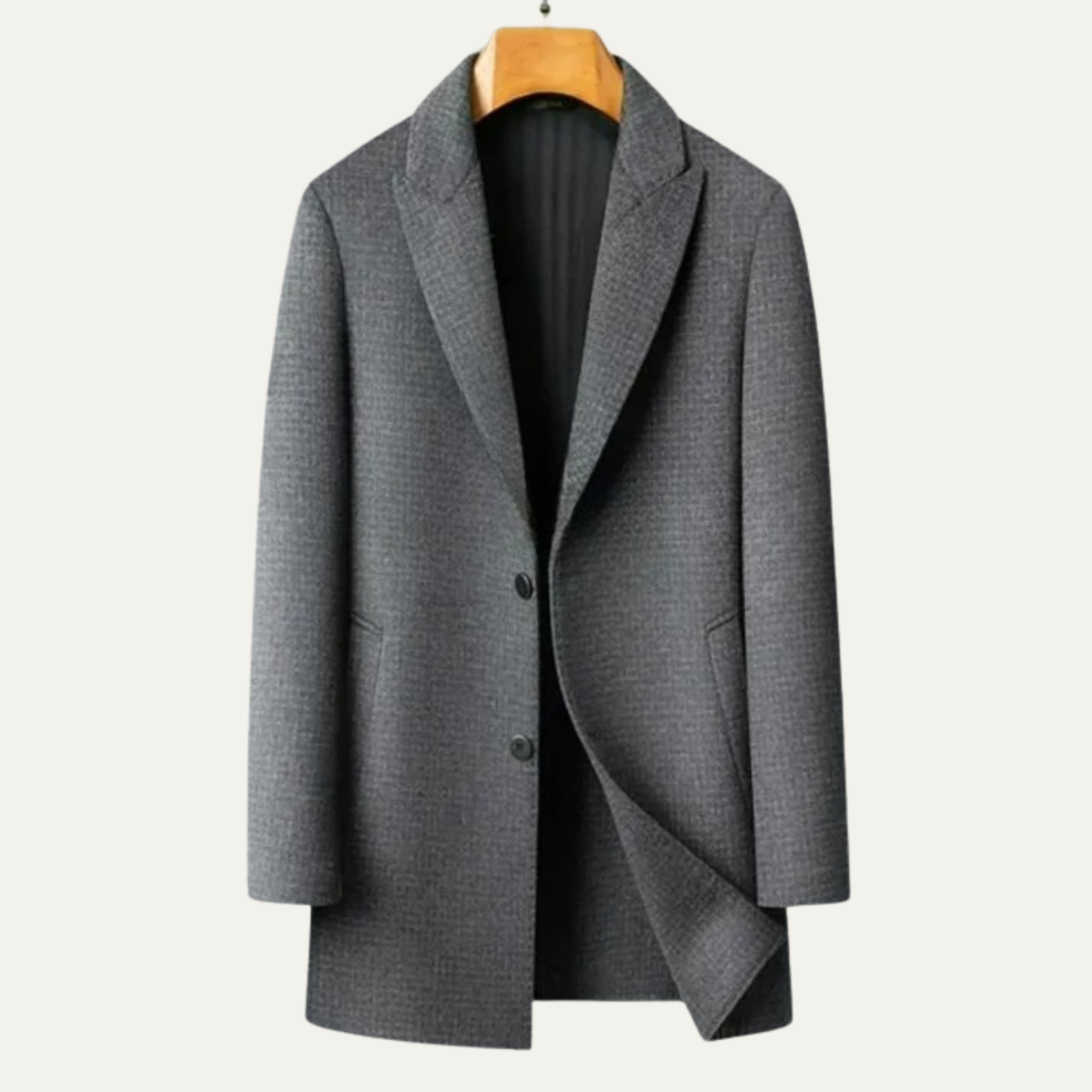 Men's Reversible Wool Trench Coat Notch Lapel