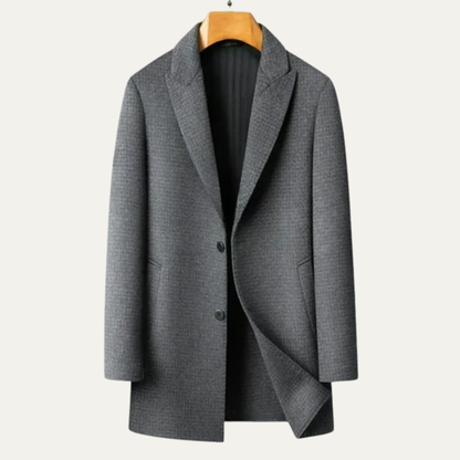 Men's Reversible Wool Trench Coat Notch Lapel