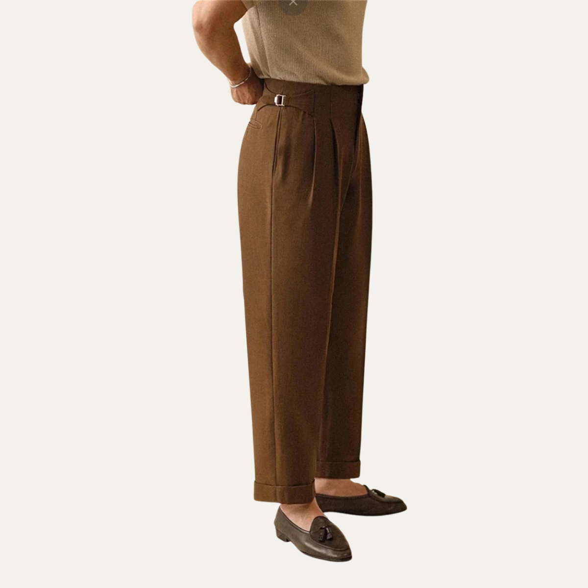 Men's High Waist Straight Leg Business Trousers
