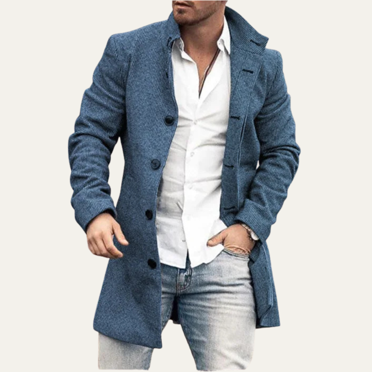 Men's Plaid Winter Jacket Long Check