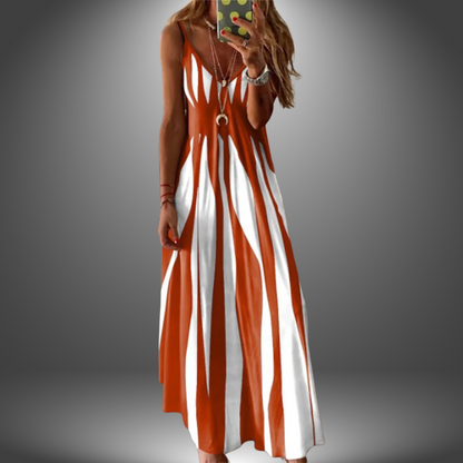 Brianna Women's Striped Maxi Dress Sleeveless