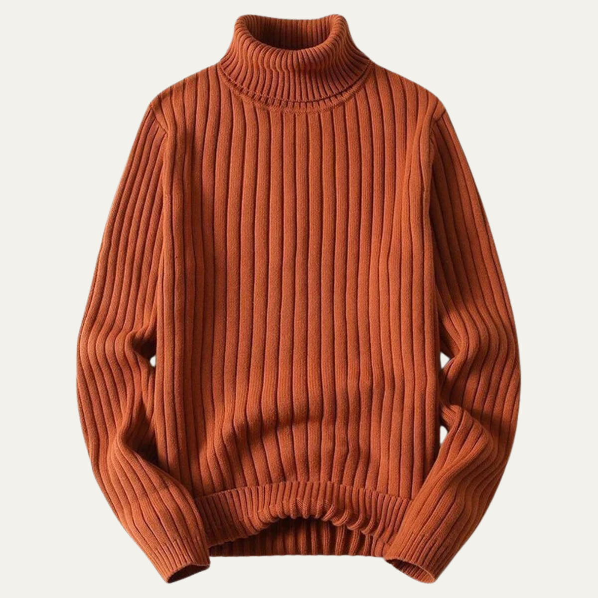 Men's Wool Turtleneck Sweater Ribbed Knit