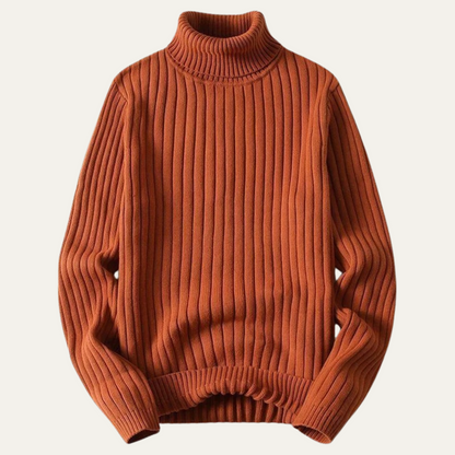 Men's Wool Turtleneck Sweater Ribbed Knit