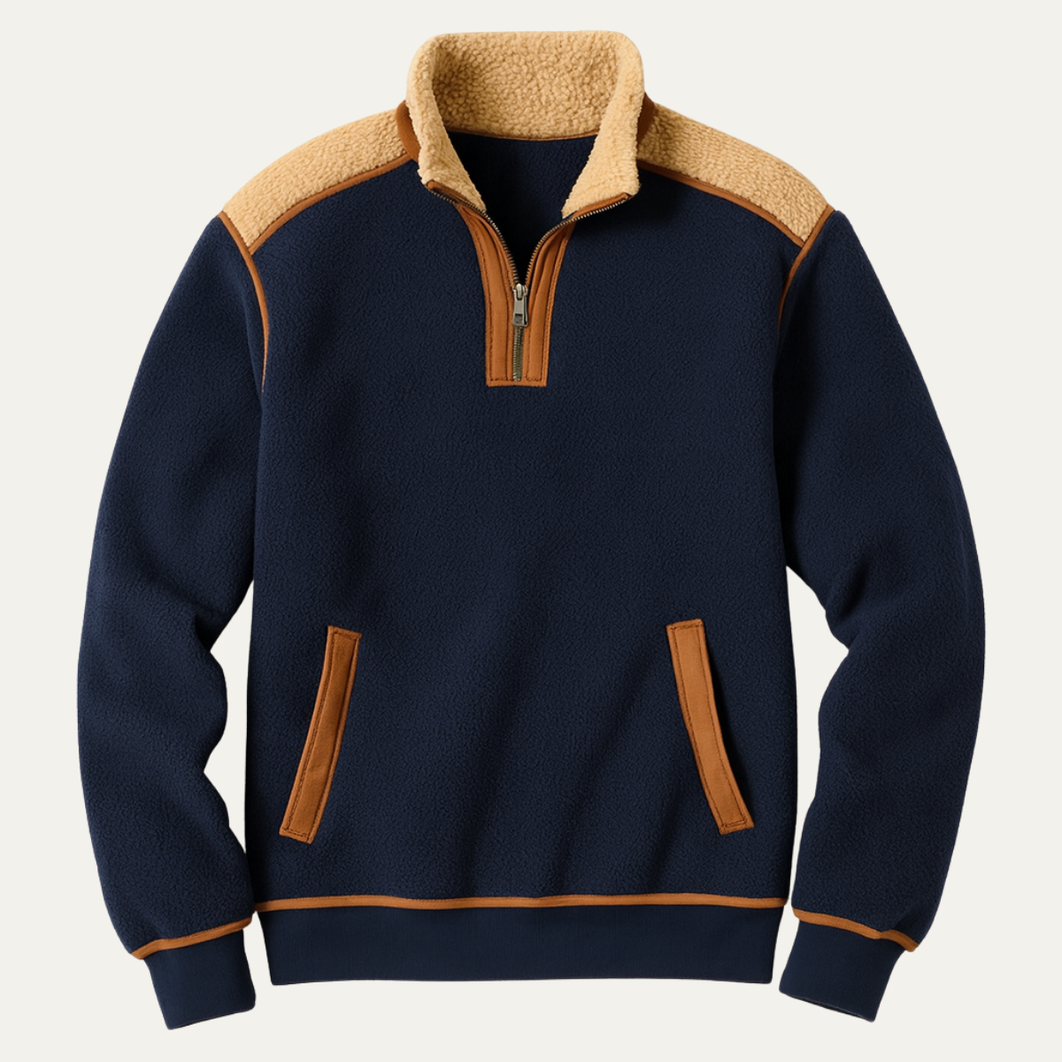 Men's Vintage Fleece Sherpa Quarter Zip Jacket - VibreMode