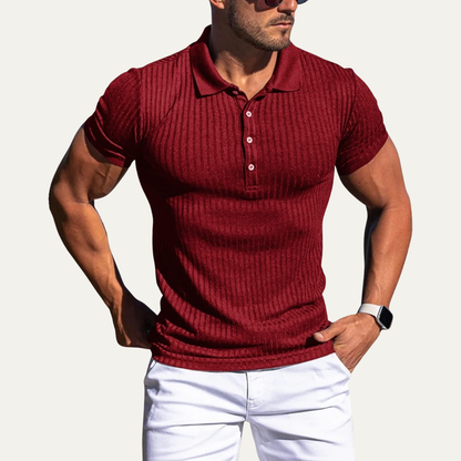 Men's Stretch Polo Shirt Ribbed Summer Design