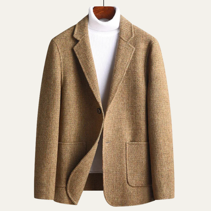 Men's Tweed Blazer Checked Wool Navy