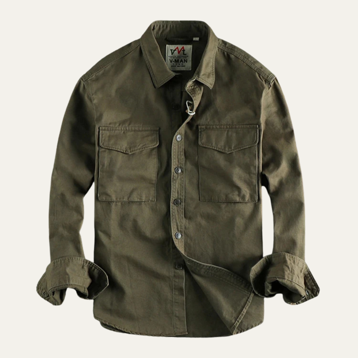 Men's Canvas Cargo Shirt Jacket Vintage Style