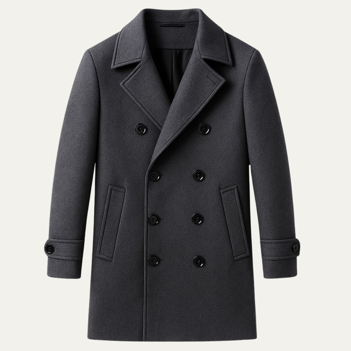 Men's Double Breasted Wool Blend Trench Coat - VibreMode
