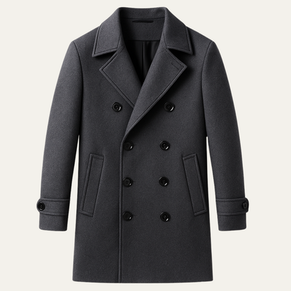 Men's Double Breasted Wool Blend Trench Coat - VibreMode