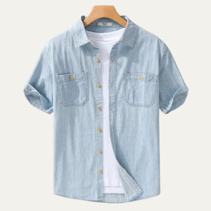Men's Denim Cotton Casual Shirt Blue