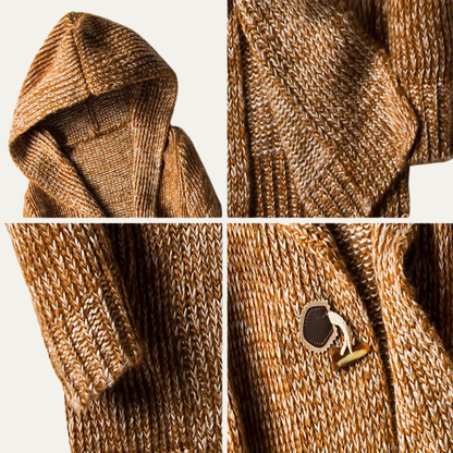 Men's Thick Knitted Hooded Sweater Warm Casual