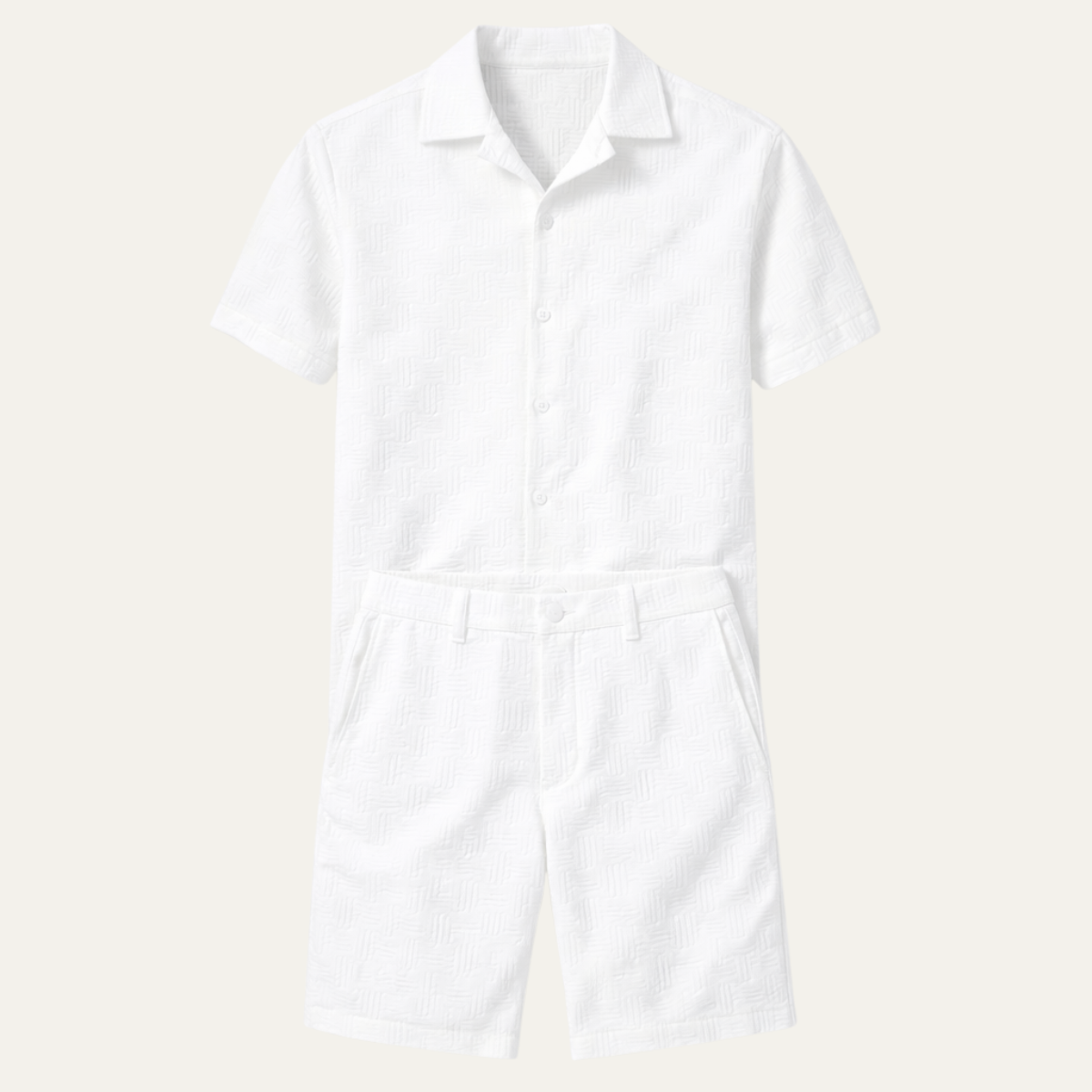 Men's Summer Button Up Shirt Shorts Set - VibreMode