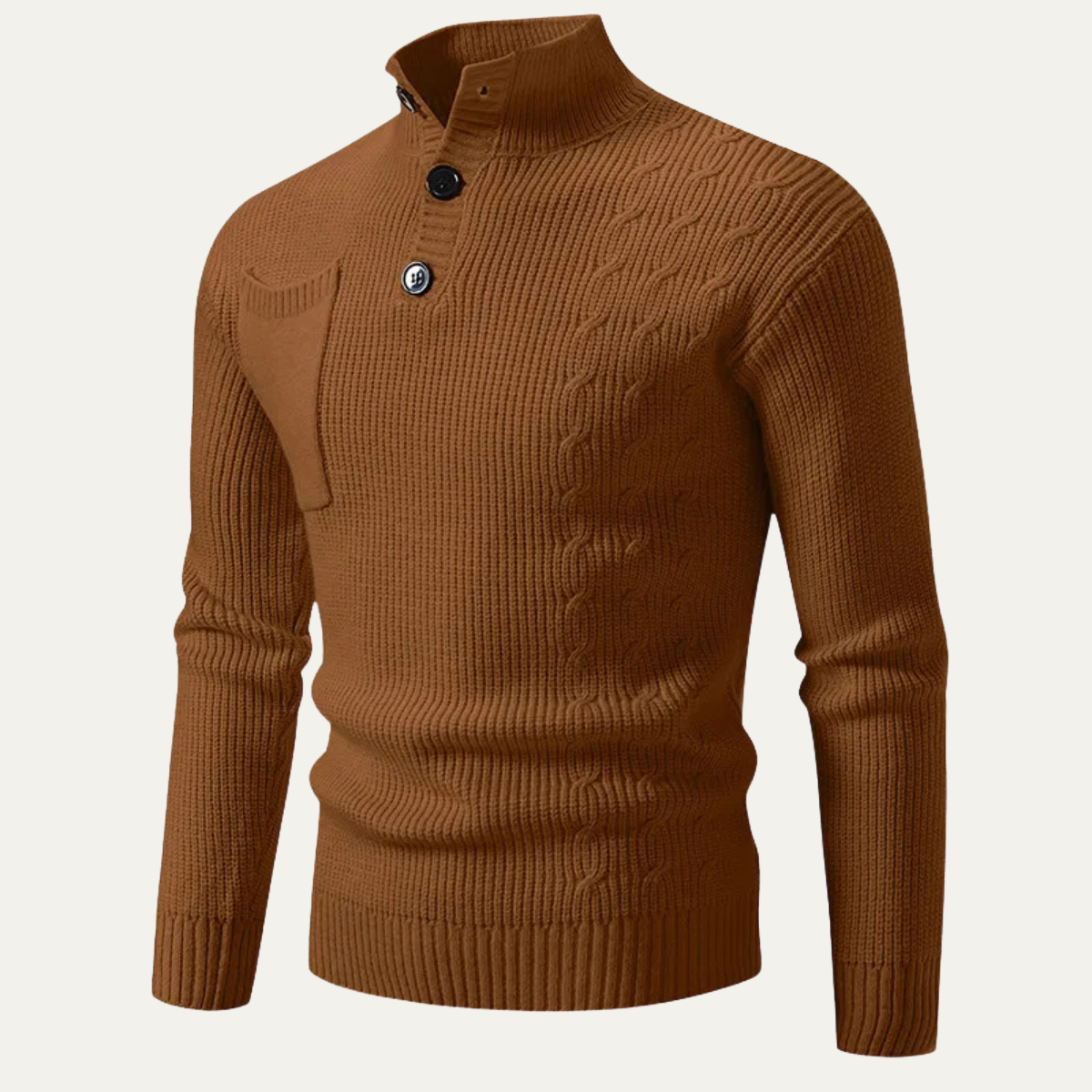 Men's Cable Knit High Neck Sweater