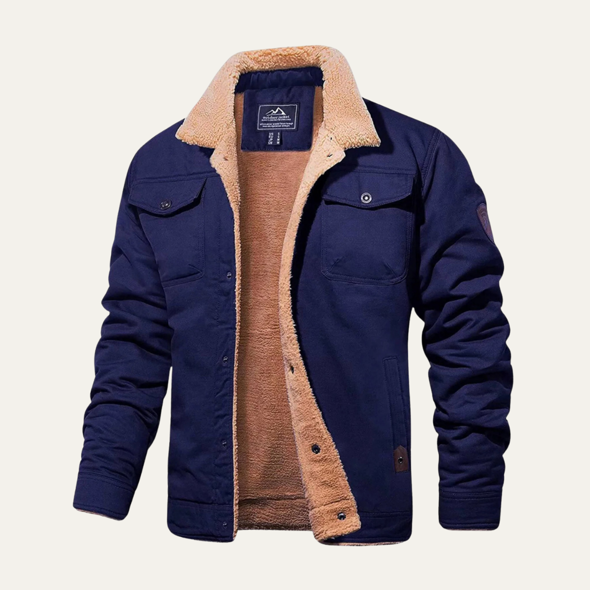 Men's Padded Bomber Jacket Sherpa Lined Shearling Collar - VibreMode