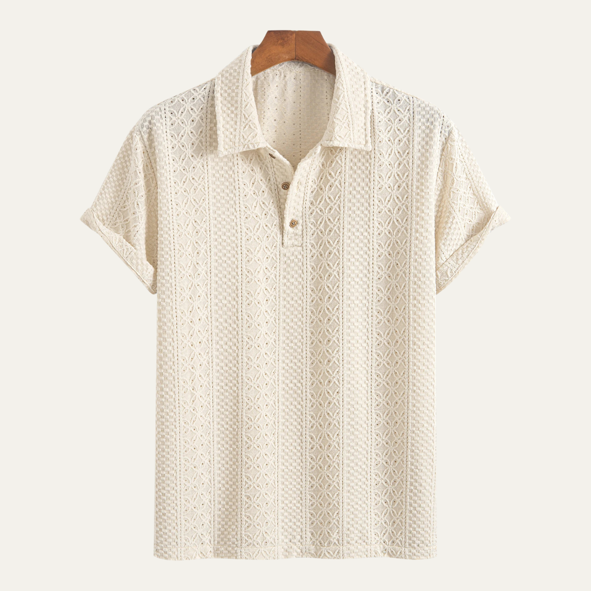 Men's Textured Polo Shirt Jacquard Knit - VibreMode