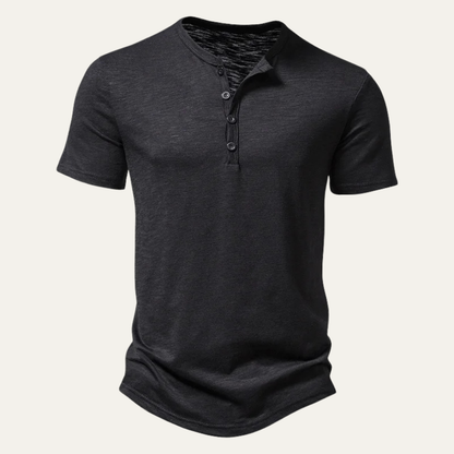 Men's Breathable Henley Collar T Shirt