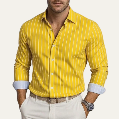 Men's Striped Button Down Dress Shirt