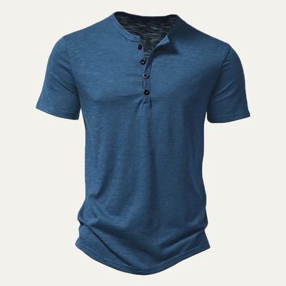 Men's Breathable Henley Collar T Shirt