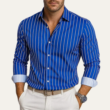 Men's Striped Button Down Dress Shirt