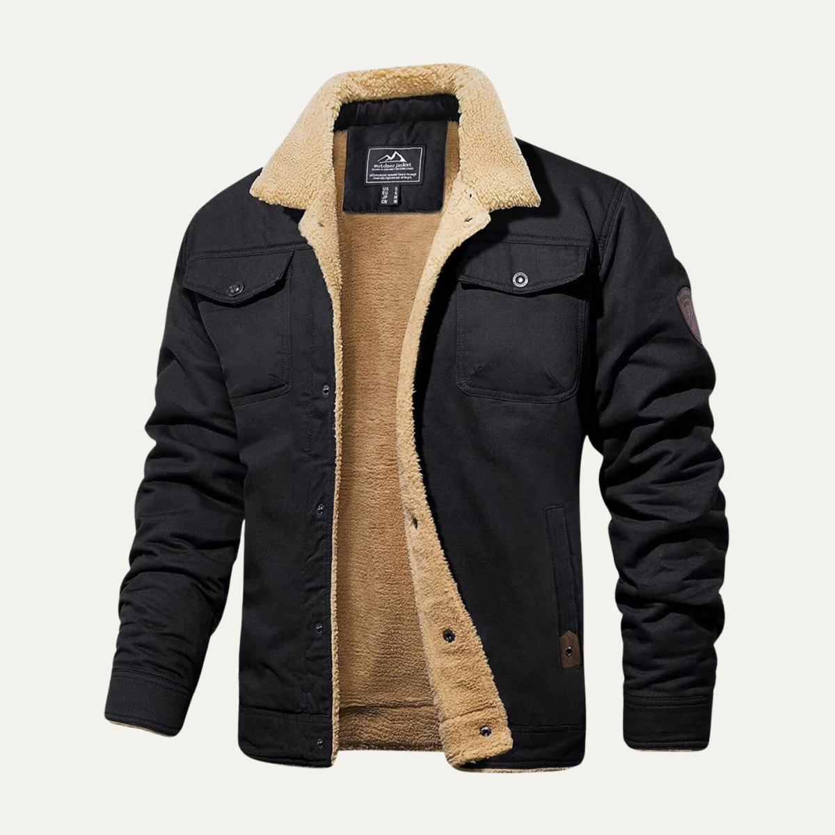Men's Padded Bomber Jacket Sherpa Lined Shearling Collar