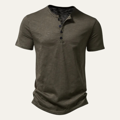 Men's Breathable Henley Collar T Shirt