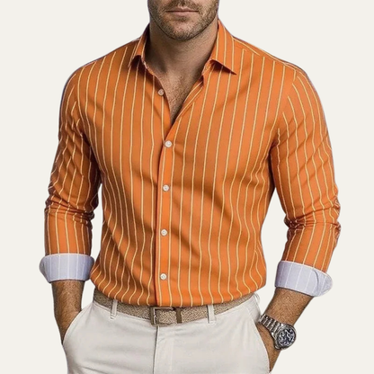 Men's Striped Button Down Dress Shirt