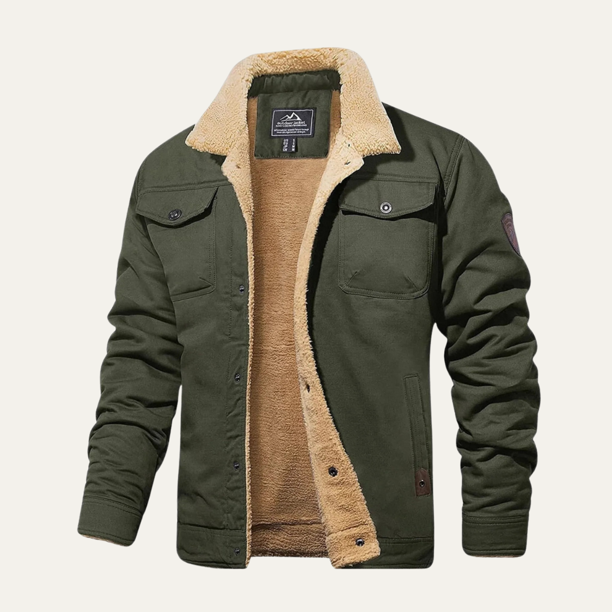 Men's Padded Bomber Jacket Sherpa Lined Shearling Collar