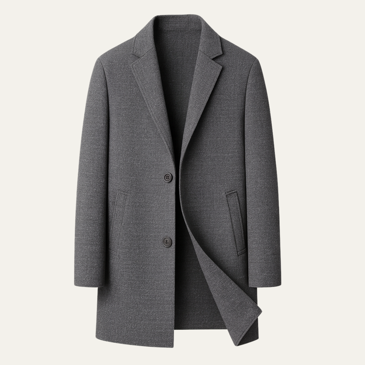 Men's Reversible Wool Trench Coat Notch Lapel - VibreMode
