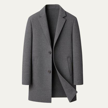 Men's Reversible Wool Trench Coat Notch Lapel - VibreMode