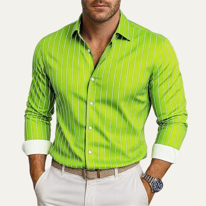 Men's Striped Button Down Dress Shirt