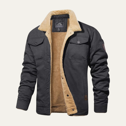 Men's Padded Bomber Jacket Sherpa Lined Shearling Collar
