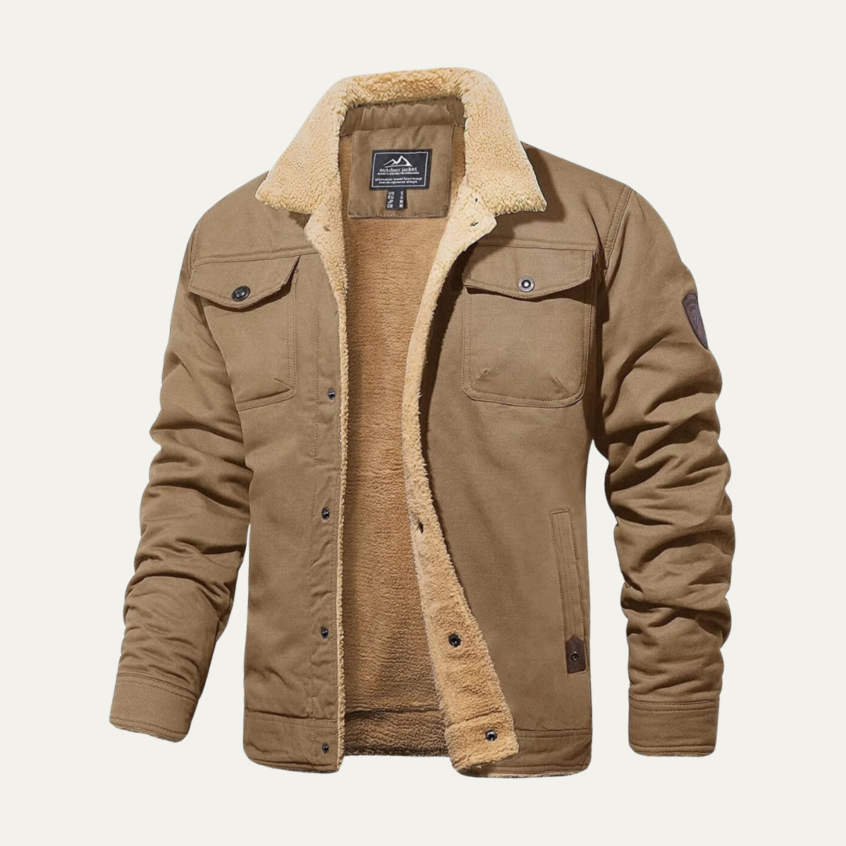 Men's Padded Bomber Jacket Sherpa Lined Shearling Collar