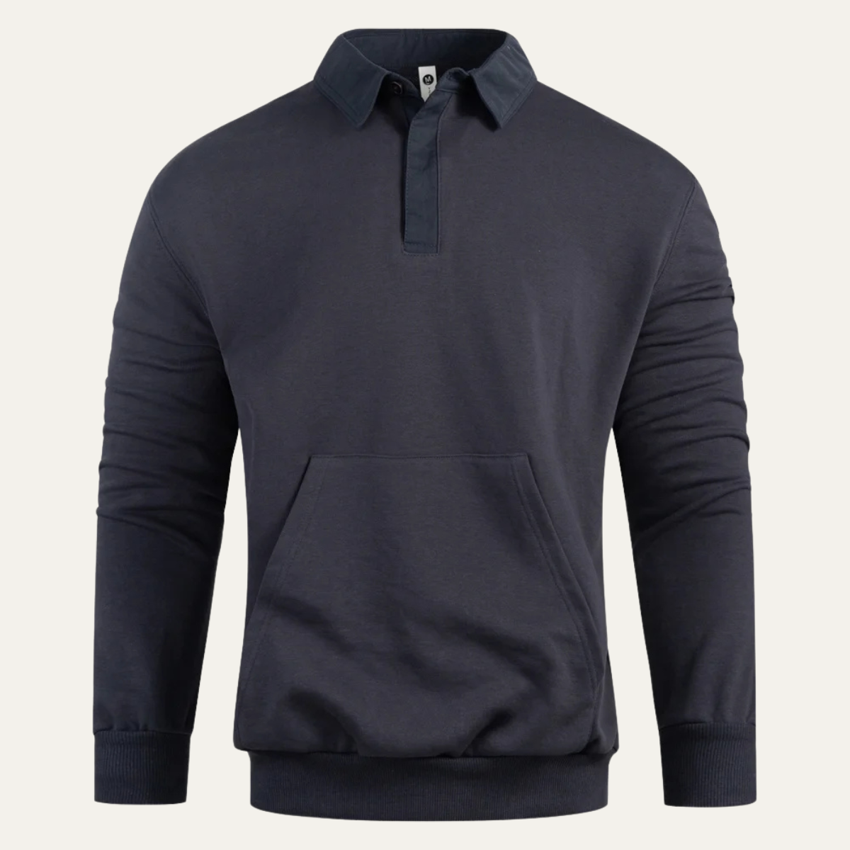 Men's Polo Sweatshirt Cotton Front Pocket