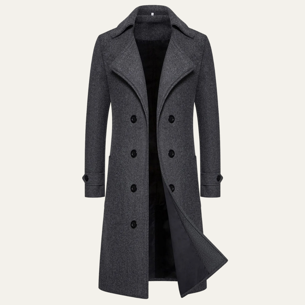 Vicenza Men's Wool Double Breasted Trench Coat - VibreMode