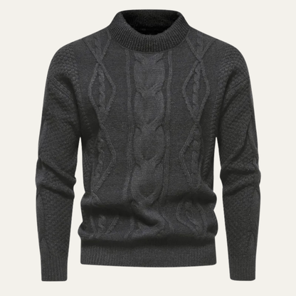 Men's Cable Knit Sweater Round Neck Winter Casual