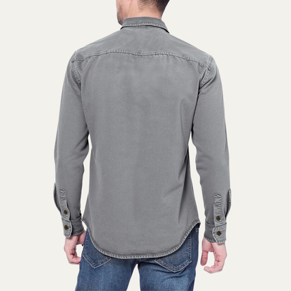 Men's Casual Denim Shirt Double Pockets