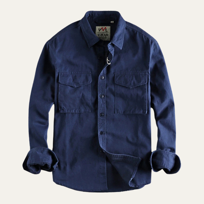 Men's Canvas Cargo Shirt Jacket Vintage Style