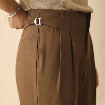 Men's High Waist Straight Leg Business Trousers