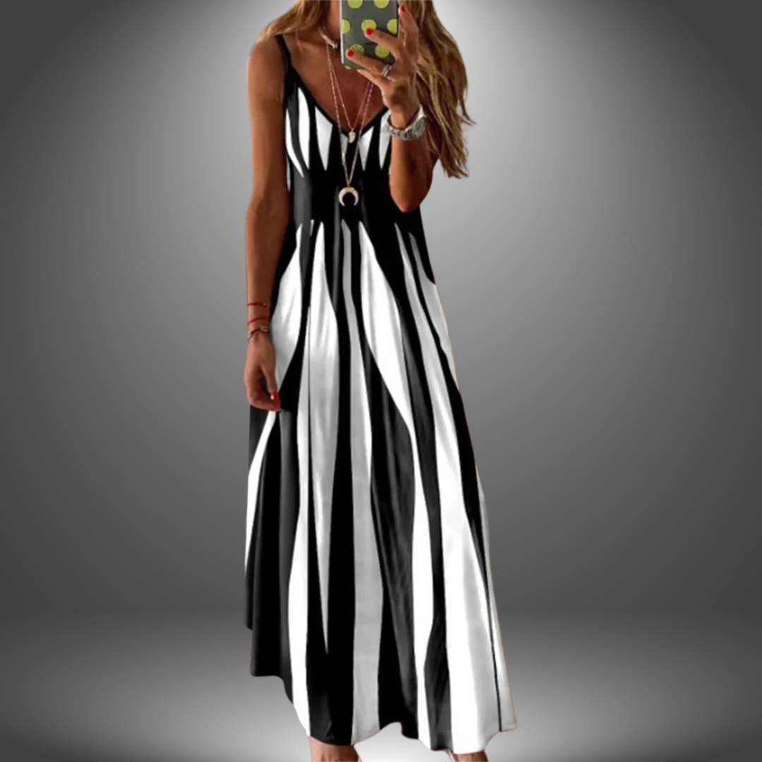 Brianna Women's Striped Maxi Dress Sleeveless