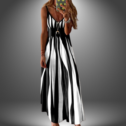 Brianna Women's Striped Maxi Dress Sleeveless