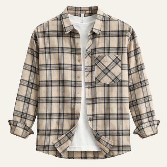 Men's Plaid Cotton Shirt Brushed Southgate - VibreMode